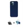 MARSİLYAN™- iPhone 12 Pro Kılıf Zirve Modern Özel Seri - Siyah 3D Antistatik Seramik Nano Ekran Koruyucu + Kamera Lens Koruma Cam - SF