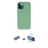 MARSİLYAN™- iPhone 12 Pro Kılıf Zirve Modern Özel Seri - Siyah 3D Antistatik Seramik Nano Ekran Koruyucu + Renkli Kamera Lens Koruma Cam - TU