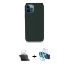 MARSİLYAN™- iPhone 12 Pro Kılıf Zirve Modern Özel Seri - Siyah 3D Antistatik Seramik Nano Ekran Koruyucu + Kamera Lens Koruma Cam - SF