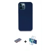 MARSİLYAN™- iPhone 12 Pro Kılıf Zirve Modern Özel Seri - Siyah 3D Antistatik Seramik Nano Ekran Koruyucu + Renkli Kamera Lens Koruma Cam - TU