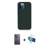 MARSİLYAN™- iPhone 12 Pro Kılıf Zirve Modern Özel Seri - Siyah 3D Antistatik Seramik Nano Ekran Koruyucu + Neon Fosforlu Kamera Lens - BZ