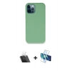 MARSİLYAN™- iPhone 12 Pro Kılıf Zirve Modern Özel Seri - Siyah 3D Antistatik Seramik Nano Ekran Koruyucu + Kamera Lens Koruma Cam - SF