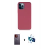 MARSİLYAN™- iPhone 12 Pro Kılıf Zirve Modern Özel Seri - Siyah 3D Antistatik Seramik Nano Ekran Koruyucu + Turuncu Neon Fosforlu Kamera Lens