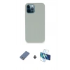 MARSİLYAN™- iPhone 12 Pro Kılıf Zirve Modern Özel Seri - Siyah 3D Antistatik Seramik Nano Ekran Koruyucu + Metal Kamera Lens Koruma Cam - AKYL