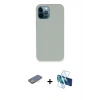 MARSİLYAN™- iPhone 12 Pro Kılıf Zirve Modern Özel Seri - Siyah 3D Antistatik Seramik Nano Ekran Koruyucu + Renkli Kamera Lens Koruma Cam - SI