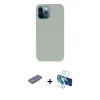 MARSİLYAN™- iPhone 12 Pro Kılıf Zirve Modern Özel Seri - Siyah 3D Antistatik Seramik Nano Ekran Koruyucu + Renkli Kamera Lens Koruma Cam - PE