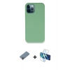 MARSİLYAN™- iPhone 12 Pro Kılıf Zirve Modern Özel Seri - Siyah 3D Antistatik Seramik Nano Ekran Koruyucu + Metal Kamera Lens Koruma Cam - MR