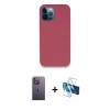 MARSİLYAN™- iPhone 12 Pro Kılıf Zirve Modern Özel Seri - Siyah 3D Antistatik Seramik Nano Ekran Koruyucu + Neon Fosforlu Kamera Lens - BZ