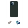 MARSİLYAN™- iPhone 12 Pro Kılıf Zirve Modern Özel Seri - Siyah 3D Antistatik Seramik Nano Ekran Koruyucu + Shine Kamera Lens Koruma Cam - SABE