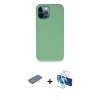 MARSİLYAN™- iPhone 12 Pro Kılıf Zirve Modern Özel Seri - Siyah 3D Antistatik Seramik Nano Ekran Koruyucu + Renkli Kamera Lens Koruma Cam - SI