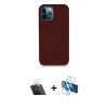 MARSİLYAN™- iPhone 12 Pro Kılıf Zirve Modern Özel Seri - Siyah 3D Antistatik Seramik Nano Ekran Koruyucu + Kamera Lens Koruma Cam - SF
