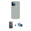 MARSİLYAN™- iPhone 12 Pro Kılıf Zirve Modern Özel Seri - Siyah 3D Antistatik Seramik Nano Ekran Koruyucu + Neon Fosforlu Kamera Lens - BZ