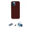 MARSİLYAN™- iPhone 12 Pro Kılıf Zirve Modern Özel Seri - Siyah 3D Antistatik Seramik Nano Ekran Koruyucu + Renkli Kamera Lens Koruma Cam - YL
