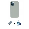 MARSİLYAN™- iPhone 12 Pro Kılıf Zirve Modern Özel Seri - Siyah 3D Antistatik Seramik Nano Ekran Koruyucu + Metal Kamera Lens Koruma Cam - GS