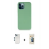 MARSİLYAN™- iPhone 12 Pro Kılıf Zirve Modern Özel Seri - Siyah 6D Mat Seramik Hayalet Nano Ekran Koruyucu + Shine Kamera Lens - MI