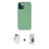 MARSİLYAN™- iPhone 12 Pro Kılıf Zirve Modern Özel Seri - Siyah 6D Mat Seramik Hayalet Nano Ekran Koruyucu + Shine Kamera Lens - GD