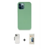 MARSİLYAN™- iPhone 12 Pro Kılıf Zirve Modern Özel Seri - Siyah 6D Mat Seramik Hayalet Nano Ekran Koruyucu + Shine Kamera Lens - GS