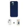 MARSİLYAN™- iPhone 12 Pro Kılıf Zirve Modern Özel Seri - Siyah 6D Mat Seramik Hayalet Nano Ekran Koruyucu + Shine Kamera Lens - GS