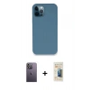 MARSİLYAN™- iPhone 12 Pro Kılıf Zirve Modern Özel Seri - Siyah 6D Mat Seramik Hayalet Nano Ekran Koruyucu + Neon Fosforlu Kamera Lens - BZ
