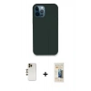 MARSİLYAN™- iPhone 12 Pro Kılıf Zirve Modern Özel Seri - Siyah 6D Mat Seramik Hayalet Nano Ekran Koruyucu + Shine Kamera Lens - GD