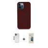 MARSİLYAN™- iPhone 12 Pro Kılıf Zirve Modern Özel Seri - Siyah 6D Mat Seramik Hayalet Nano Ekran Koruyucu + Shine Kamera Lens - MI