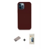 MARSİLYAN™- iPhone 12 Pro Kılıf Zirve Modern Özel Seri - Siyah 6D Mat Seramik Hayalet Nano Ekran Koruyucu + Sierra Blue Shine Kamera Lens Koruma Cam