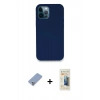 MARSİLYAN™- iPhone 12 Pro Kılıf Zirve Modern Özel Seri - Siyah 6D Mat Seramik Hayalet Nano Ekran Koruyucu + Metal Kamera Lens Koruma Cam - KUYL