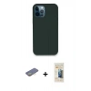 MARSİLYAN™- iPhone 12 Pro Kılıf Zirve Modern Özel Seri - Siyah 6D Mat Seramik Hayalet Nano Ekran Koruyucu + Renkli Kamera Lens Koruma Cam - SI