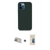 MARSİLYAN™- iPhone 12 Pro Kılıf Zirve Modern Özel Seri - Siyah 6D Mat Seramik Hayalet Nano Ekran Koruyucu + Rainbow Kamera Lens Koruma Cam - GD