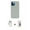 MARSİLYAN™- iPhone 12 Pro Kılıf Zirve Modern Özel Seri - Siyah 6D Mat Seramik Hayalet Nano Ekran Koruyucu + Shine Kamera Lens - GS