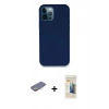 MARSİLYAN™- iPhone 12 Pro Kılıf Zirve Modern Özel Seri - Siyah 6D Mat Seramik Hayalet Nano Ekran Koruyucu + Renkli Kamera Lens Koruma Cam - SI
