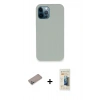 MARSİLYAN™- iPhone 12 Pro Kılıf Zirve Modern Özel Seri - Siyah 6D Mat Seramik Hayalet Nano Ekran Koruyucu + Sierra Blue Shine Kamera Lens Koruma Cam
