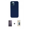 MARSİLYAN™- iPhone 12 Pro Kılıf Zirve Modern Özel Seri - Siyah 6D Mat Seramik Hayalet Nano Ekran Koruyucu + Neon Fosforlu Kamera Lens - BZ