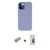 MARSİLYAN™- iPhone 12 Pro Kılıf Zirve Modern Özel Seri - Siyah 6D Mat Seramik Hayalet Nano Ekran Koruyucu + Sierra Blue Shine Kamera Lens Koruma Cam