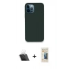 MARSİLYAN™- iPhone 12 Pro Kılıf Zirve Modern Özel Seri - Siyah 6D Mat Seramik Hayalet Nano Ekran Koruyucu + Şeffaf Kamera Lens Koruma Cam