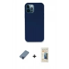 MARSİLYAN™- iPhone 12 Pro Kılıf Zirve Modern Özel Seri - Siyah 6D Mat Seramik Hayalet Nano Ekran Koruyucu + Metal Kamera Lens Koruma Cam - MI