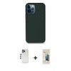 MARSİLYAN™- iPhone 12 Pro Kılıf Zirve Modern Özel Seri - Siyah 6D Mat Seramik Hayalet Nano Ekran Koruyucu + Shine Kamera Lens - MI