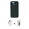MARSİLYAN™- iPhone 12 Pro Kılıf Zirve Modern Özel Seri - Siyah 6D Mat Seramik Hayalet Nano Ekran Koruyucu + Shine Kamera Lens - GS