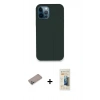 MARSİLYAN™- iPhone 12 Pro Kılıf Zirve Modern Özel Seri - Siyah 6D Mat Seramik Hayalet Nano Ekran Koruyucu + Sierra Blue Shine Kamera Lens Koruma Cam