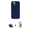 MARSİLYAN™- iPhone 12 Pro Kılıf Zirve Modern Özel Seri - Siyah 6D Mat Seramik Hayalet Nano Ekran Koruyucu + Şeffaf Kamera Lens Koruma Cam