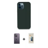 MARSİLYAN™- iPhone 12 Pro Kılıf Zirve Modern Özel Seri - Siyah 6D Mat Seramik Hayalet Nano Ekran Koruyucu + Neon Fosforlu Kamera Lens - BZ