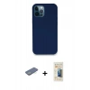 MARSİLYAN™- iPhone 12 Pro Kılıf Zirve Modern Özel Seri - Siyah 6D Mat Seramik Hayalet Nano Ekran Koruyucu + Yeşil Renkli Kamera Lens Koruma Cam