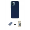 MARSİLYAN™- iPhone 12 Pro Kılıf Zirve Modern Özel Seri - Siyah 6D Mat Seramik Hayalet Nano Ekran Koruyucu + Metal Kamera Lens Koruma Cam - AKYL