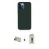 MARSİLYAN™- iPhone 12 Pro Kılıf Zirve Modern Özel Seri - Siyah Polymer Nano Ekran Koruyucu + Rainbow Kamera Lens Koruma Cam - GD
