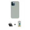 MARSİLYAN™- iPhone 12 Pro Kılıf Zirve Modern Özel Seri - Siyah Polymer Nano Ekran Koruyucu + Kamera Lens Koruma Cam - SF