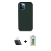 MARSİLYAN™- iPhone 12 Pro Kılıf Zirve Modern Özel Seri - Siyah Polymer Nano Ekran Koruyucu + Kamera Lens Koruma Cam - SF