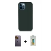 MARSİLYAN™- iPhone 12 Pro Kılıf Zirve Modern Özel Seri - Siyah Polymer Nano Ekran Koruyucu + Neon Fosforlu Kamera Lens - SI