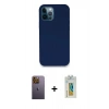 MARSİLYAN™- iPhone 12 Pro Kılıf Zirve Modern Özel Seri - Siyah Polymer Nano Ekran Koruyucu + Neon Fosforlu Kamera Lens - SI