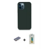 MARSİLYAN™- iPhone 12 Pro Kılıf Zirve Modern Özel Seri - Siyah Polymer Nano Ekran Koruyucu + Renkli Kamera Lens Koruma Cam - SI