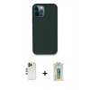 MARSİLYAN™- iPhone 12 Pro Kılıf Zirve Modern Özel Seri - Siyah Polymer Nano Ekran Koruyucu + Shine Kamera Lens - GD
